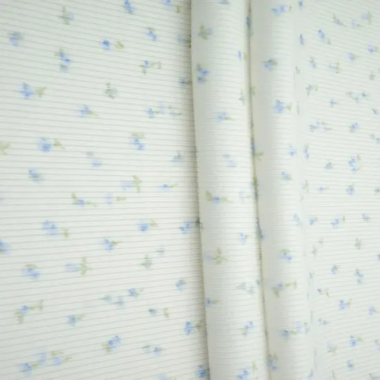 1 Yard Cotton Feel Ditsy Print Rib Knit Fabric 2x2 Rib Soft Stretch Polyester Spandex 58/59 Inch Wide PINK {2}