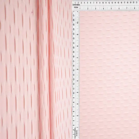 Honeycomb Knit Jacquard Solid Fabric 1 Yard Stretch Soft Durable 58/60" Wide Pink Baby SB21-R {1}