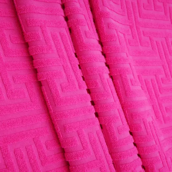 1 Yard Geo Towel Jacquard Knit Fabric 250 GSM, 58/59&Prime; Wide Polyester Spandex Blend PINK LT. {4}