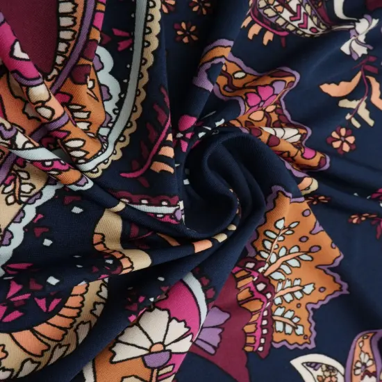 1 Yard DTY Paisley Print Stretch Knit Fabric 58/60" Inch Wide FUCHSIA {2}