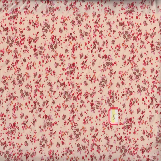 1 Yard Sand & Red Ditsy Floral Brushed DTY Knit Fabric Soft Stretch 58/60" Wide {3}