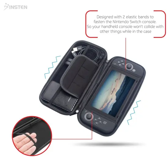 For Nintendo Switch Carrying Case Cover, OLED Model Console Travel Protective Hard Storage Pouch with Game Card Holder Slot Accessories, Black {4}