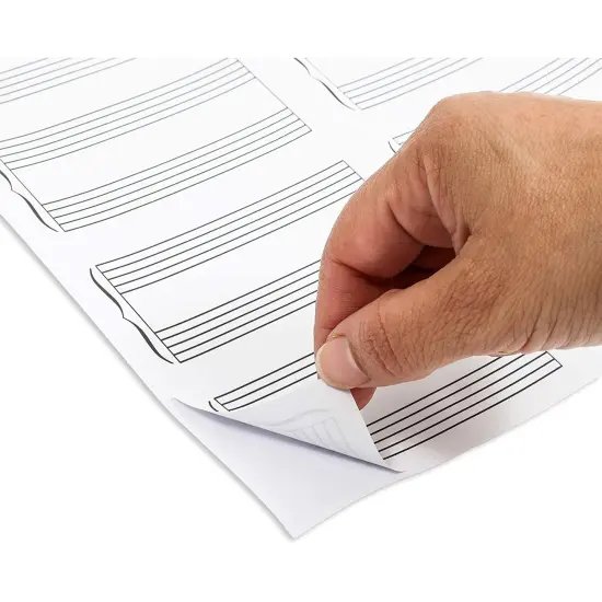 Double Staff Stickers for Music Class Supplies (4 x 2 in, 150 Pack) White {4}