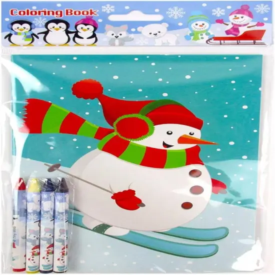 TINYMILLS Winter Snowman Penguins Coloring Book Crayon Set for Kids Party Favors with 12 Coloring Books and 48 Crayons for Holiday Goody Bag Stuffers for Kids Gifts Carnival Prizes Classroom Gift {5}