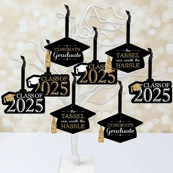 Big Dot of Happiness Tassel Worth The Hassle - Gold - 2025 Graduation Decorations - Tree Ornaments - Set of 12 {3}
