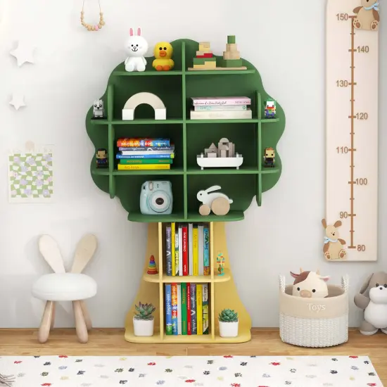 Costway Tree Bookcase Kids 6-Tier Toy Storage Organizer with Open Storage Shelves {4}