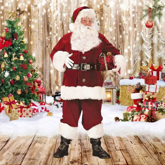 Men's Super Deluxe Santa Costume with Faux Rabbit Fur Trim {2}