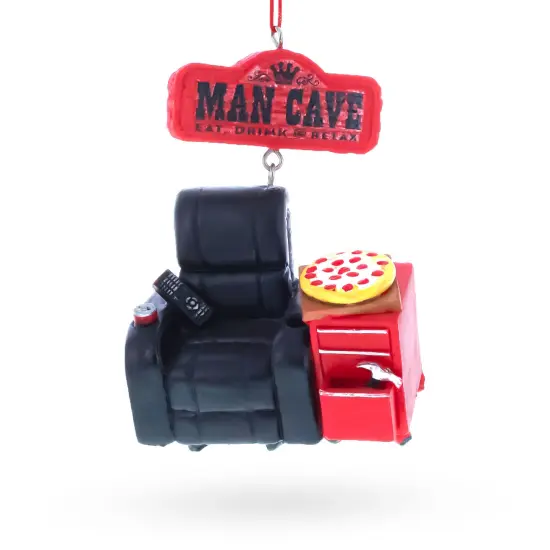 Man Cave Recliner with Pizza and Remote Resin Christmas Ornament {1}
