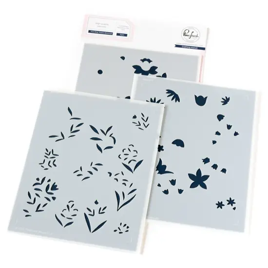 Pinkfresh Studio Stencils 4.25"X5.5" 3/Pkg-Print Shop: Modern Botanicals {1}