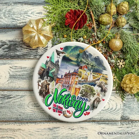 Charming Norway Ornament, Scandinavian Fjord Landmarks Christmas Gift and Oslo Souvenir {6}