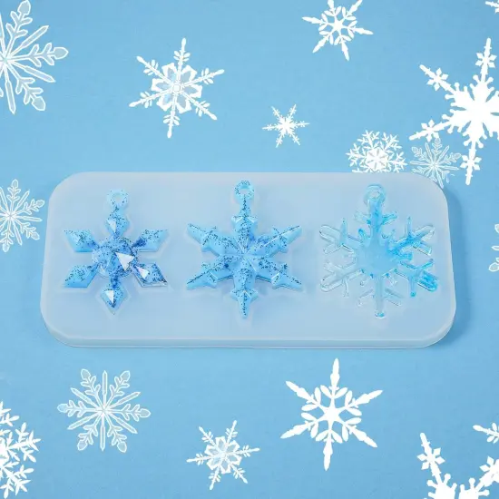 3 Pcs 3D Snowflake Silicone Mold Fondant Snowflake Chocolate Candle(Clear) {4}