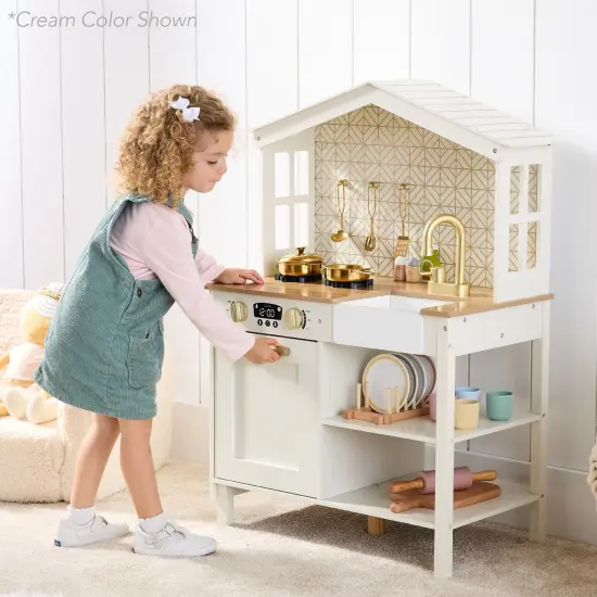 Best Choice Products Pretend Play Wooden Farmhouse Kitchen Set w/ Storage, Clicking Knobs, 5 Accessories Ocean {4}