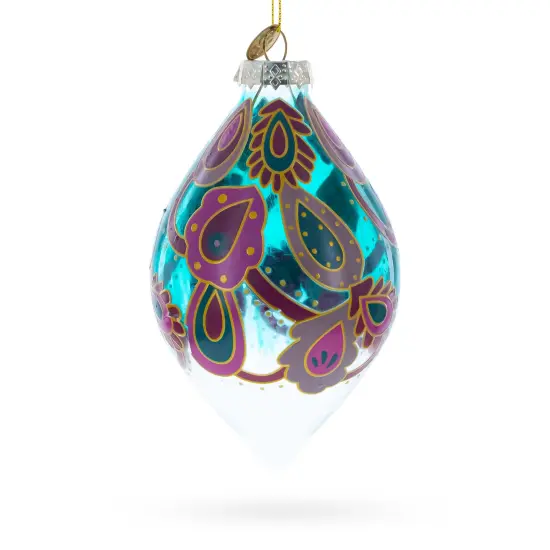Teardrop Paisley Finial Glass Christmas Ornament {1}