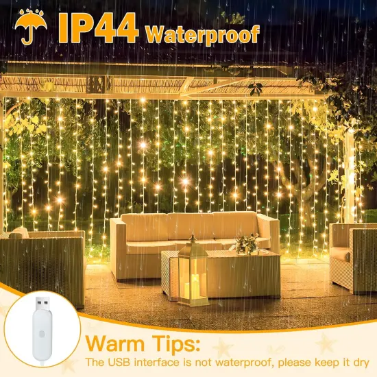 200 LED String Lights with Remote - 8 Modes, 6.6x6.6ft (Warm White) {4}