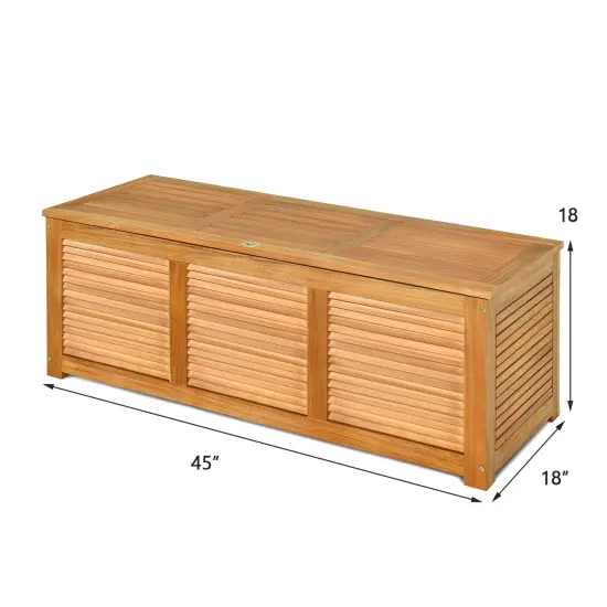 Costway 46 Gallon Deck Storage Acacia Wood Organization Toys Cushions Tools {3}