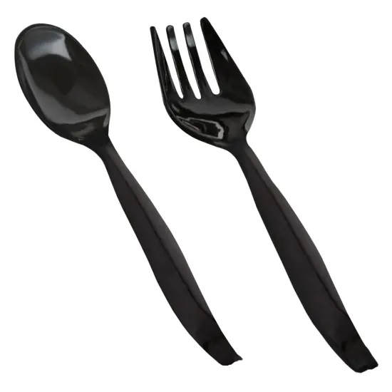 Black Disposable Plastic Serving Flatware Set (150 Pairs) {1}