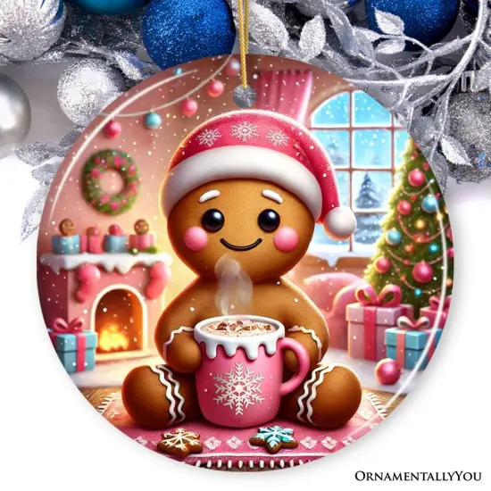 Cozy Gingerbread Man Pink Themed Ornament, Delightful Christmas Gift and Decor {2}