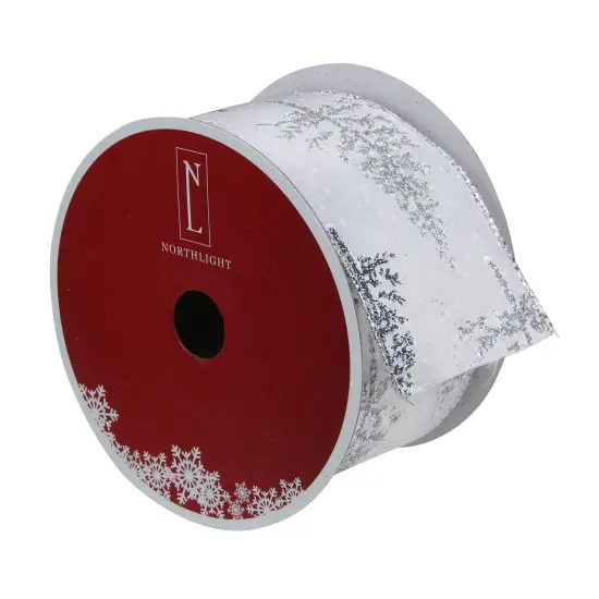 Northlight White and Shimmering Silver Christmas Tree Wired Craft Ribbon 2.5" x 16 Yards {4}