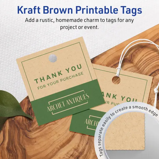 2" x 2" Square, Kraft Brown Printable Tags {2}