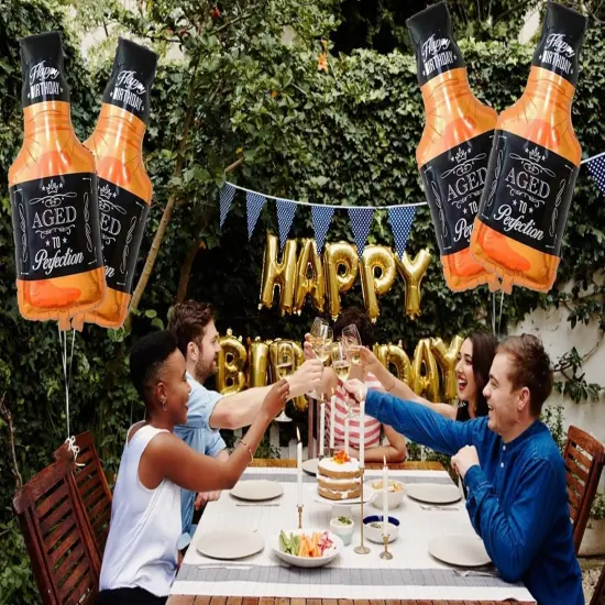 4PCS Whisky Bottle Balloons Foil Aluminum Happy Birthday Party Balloon Decorations Bridal Shower for Woman Man Party Supplies {2}