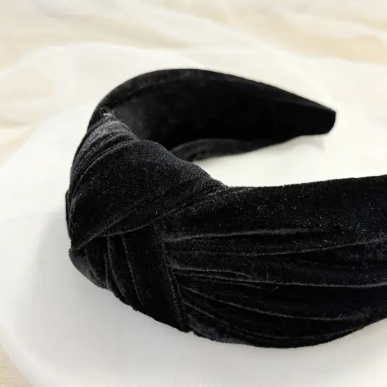 Wrapables Wide Knotted Velvet Headbands, Top Knot Velvet Headbands for Women and Girls, Black {5}