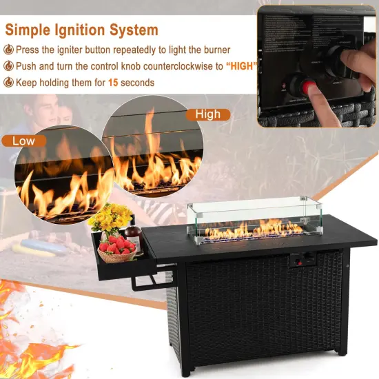 Costway 52'' Outdoor Gas Fire Pit Table Patio Propane Firepit with Cover 50,000 BTU Brown/Black {6}