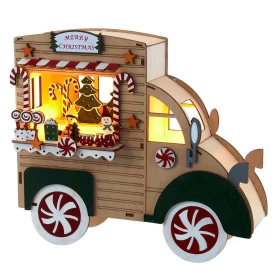 Kurt Adler 10-Inch Battery-Operated Lit Merry Christmas Gingerbread Truck {1}
