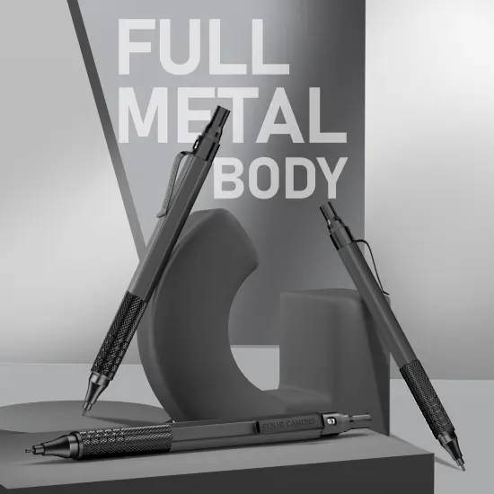 Four Candies Mechanical Graphite Pencil Set, 3pcs Black Metal Pencils with Anti-Skid Grip, Ideal for Artists, Professionals, Teachers and Students {5}