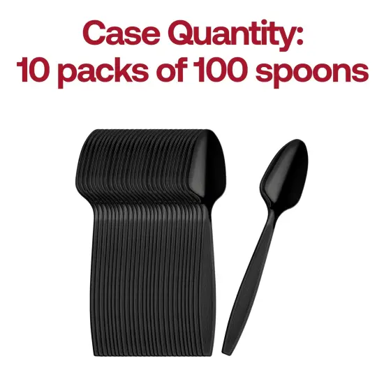 Black Plastic Disposable Spoons (1000 Spoons) {5}