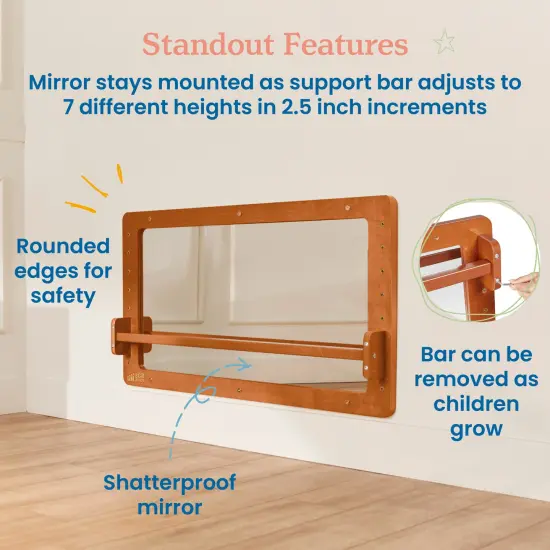 Wall-Mounted Coordination Mirror, Balance Mirror Dark Walnut {5}
