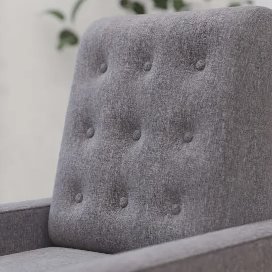 Merrick Lane Darcy Recliner Chair Mid-Century Modern Faux Leather Tufted Upholstery Ergonomic Push Back Living Room Recliner Gray {6}