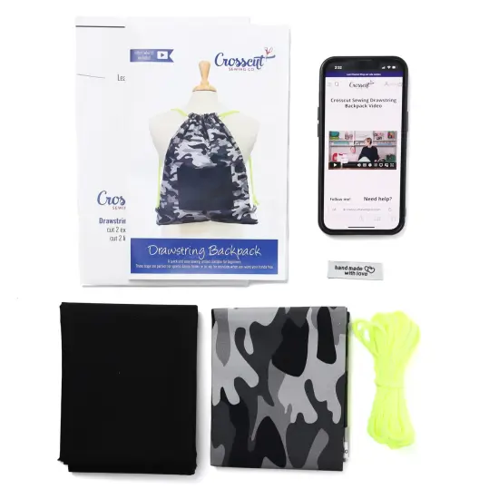 Crosscut Sewing Co.&reg; Drawstring Backpack Sewing Project Kit - Beginner Sewing Kit - Sewing Kit for Kids Camo {4}