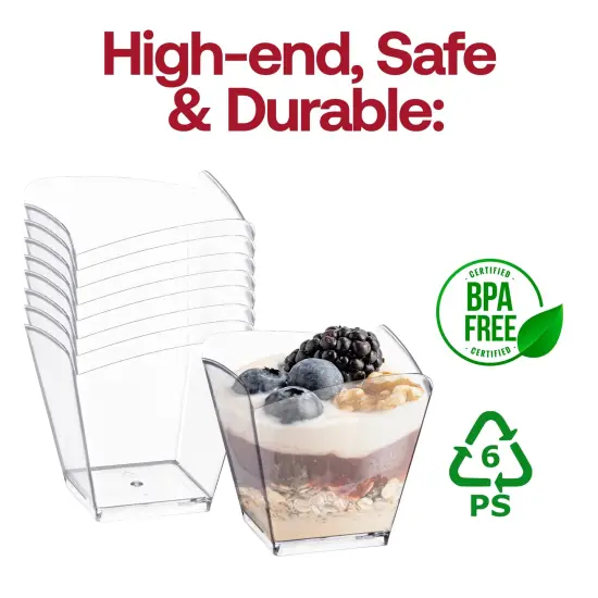 Clear Small Square Disposable Plastic Cups - 3.5 oz. (288 Cups) {4}