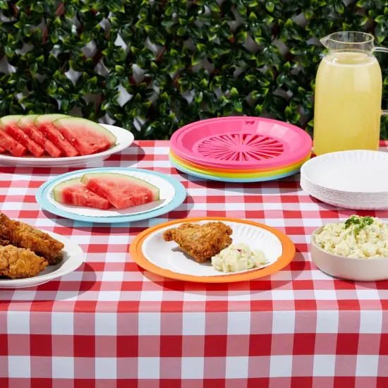 20 Pack 10 inch Reusable Plastic Paper Plate Holders, Heavy Duty Picnic Supplies, Holds 9" Party Plates, 4 Colors Multicolor {2}