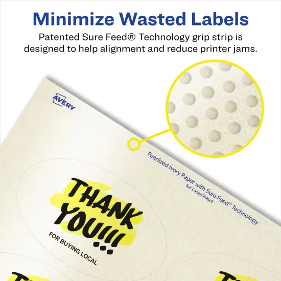 Avery Pearlized Ivory Oval Labels with Sure Feed Technology, Print-to-the-Edge, 2" x 3-1/3" {4}