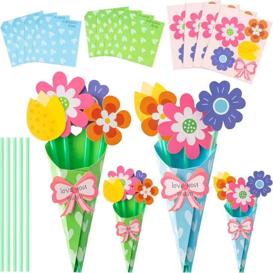 Flower Bouquet Craft Kit - 24Pcs Mother's Day Flower Bouquet Craft in Two Colors for Kids {1}
