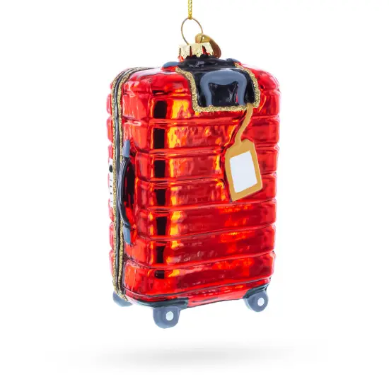 Paris Landmarks Suitcase Glass Christmas Ornament {3}