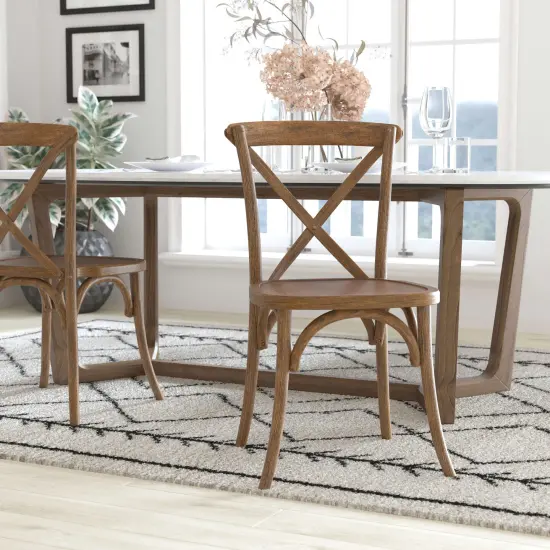 Emma and Oliver 2-pack X-Back Chair Dark Natural {1}
