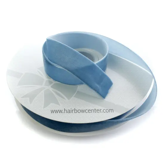 1" Velvet Ribbon (5yd & 25yd Spool Lengths) 338 Antique Blue {4}