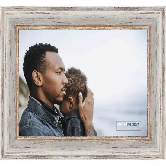 Photo Size Weathered White Picture Frame - UV Acrylic, Foam Board Backing, Hanging Hardware {3}