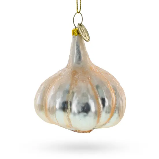 Gleaming Garlic Bulb Glass Christmas Ornament {1}