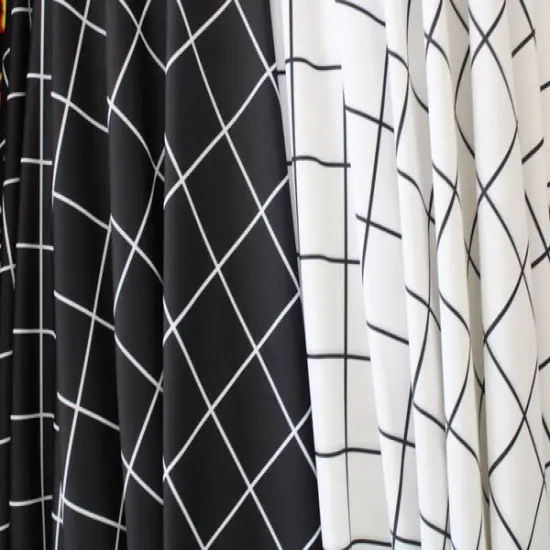 1 Yard Black and White Geometric Grid Stretch Fabric for Modern Swimwear Dance Costumes and Activewear 58/60" Width {1}