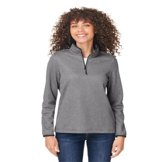 CORE365&reg; Ladies' Venture Heathered Stripe Quarter Zip TRUE ROYAL/WHITE {3}
