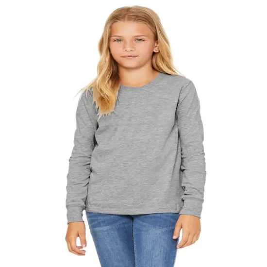 Bella + Canvas&reg; Youth Heather CVC Crewneck Long Sleeve T-Shirt DARK GRY HEATHER {5}