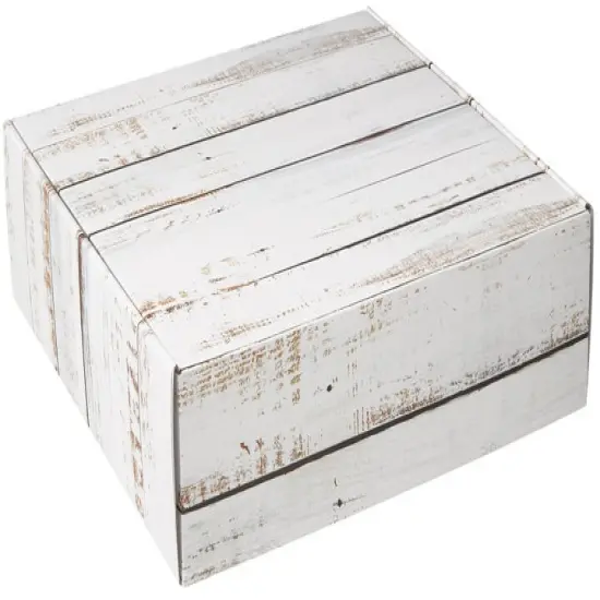 Pack/6: Distressed White Wood Decorative Mailer - 12 x 12 x 3" {1}