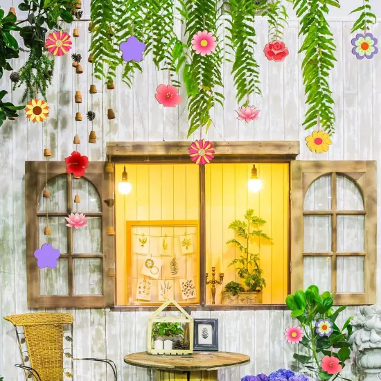 100 Pcs 3.15 inch Flower Wood Cutout {4}