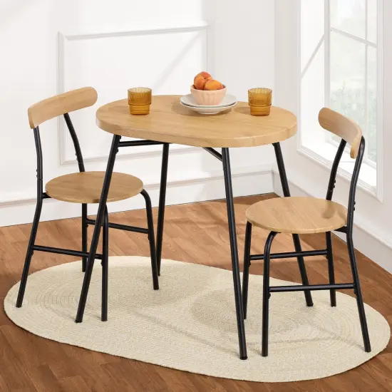 Best Choice Products 3-Piece Modern Oval Dining Table Set, Small Kitchen Dinette w/ 2 Chairs Medium Brown/Black {7}