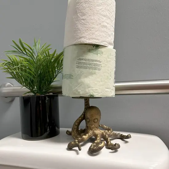 Bronze Cast Iron Octopus Paper Towel Holder Kitchen Bathroom Decor Organizer {7}
