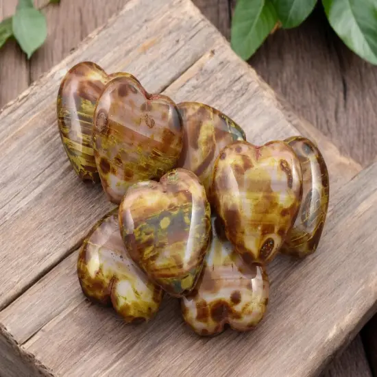 *10* 16x15mm Mottled Pink & Beige Travertine Heart Beads {5}