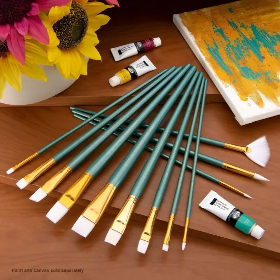 RSET-9311 | 12pc White Taklon Long Handle Variety Brush Set {4}